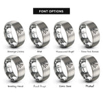 font options for inside engraving on gray oars sail icon rings