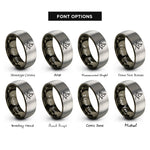 font options for inside engraving on gunmetal & grey oars sail icon rings