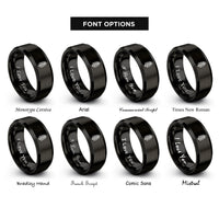 font options for inside engraving on black oat sheaf rings