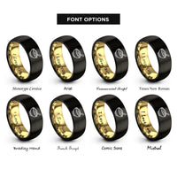 font options for inside engraving on black & gold oatmeal bowl rings