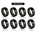font options for inside engraving on black oatmeal bowl rings