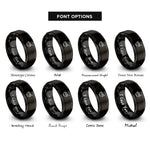 font options for inside engraving on black oatmeal bowl rings
