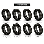 font options for inside engraving on black oatmeal bowl rings