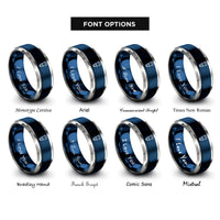 font options for inside engraving on blue & gray objective lens rings