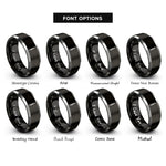 font options for inside engraving on black & silver oboe rings