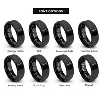 font options for inside engraving on black oboe rings