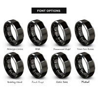 font options for inside engraving on black & gray oboe reed rings