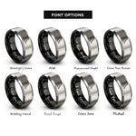 font options for inside engraving on black & silver oboist rings