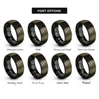 font options for inside engraving on gunmetal & black oboist rings