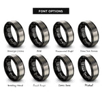font options for inside engraving on black & silver ocean floor contours rings