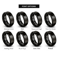 font options for inside engraving on black ocean floor contours rings