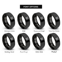 font options for inside engraving on black ocean floor contours rings