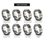 font options for inside engraving on silver ocean floor contours rings