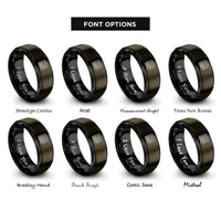 font options for inside engraving on gunmetal & black ocean floor contours rings