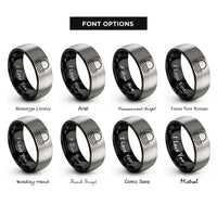 font options for inside engraving on black & gray ocean horizon sun rings