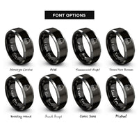 font options for inside engraving on black & silver ocean horizon sun rings