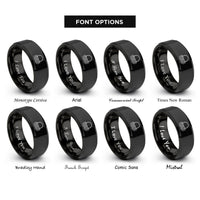 font options for inside engraving on black ocean horizon sun rings