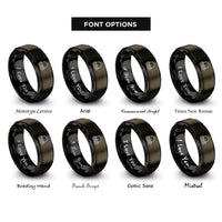 font options for inside engraving on gunmetal & black ocean horizon sun rings