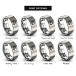 font options for inside engraving on grey ocean wave dotwork rings