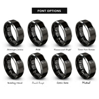 font options for inside engraving on black & grey oceania rings