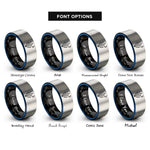 font options for inside engraving on black & blue & silver ocotillo crescent moon rings