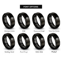 font options for inside engraving on black octagonal tiling rings