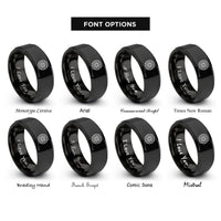font options for inside engraving on black octagonal tiling rings