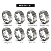 font options for inside engraving on grey octagonal tiling rings