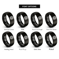 font options for inside engraving on black octagonsquare tiling rings