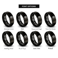 font options for inside engraving on black octagonsquare tiling rings