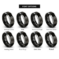 font options for inside engraving on black & gray octagram star rings