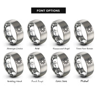 font options for inside engraving on gray octagram star rings