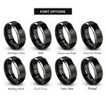 font options for inside engraving on black & gray octahedron rings