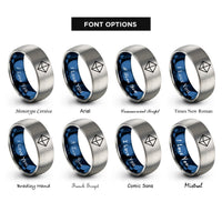 font options for inside engraving on blue & grey octahedron rings