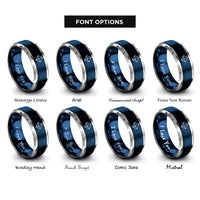 font options for inside engraving on blue & grey octahedron rings