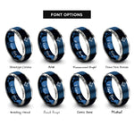 font options for inside engraving on blue & grey octahedron rings