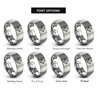 font options for inside engraving on gray octahedron rings