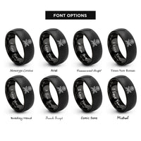 font options for inside engraving on black october marigold rings