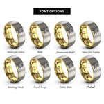 font options for inside engraving on gold & grey october marigold rings
