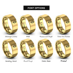 font options for inside engraving on gold october marigold rings