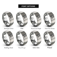 font options for inside engraving on silver october marigold rings