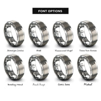 font options for inside engraving on gray october marigold rings