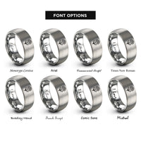 font options for inside engraving on silver october marigold rings