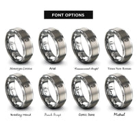 font options for inside engraving on grey october marigold rings