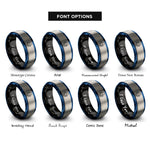 font options for inside engraving on black & blue & silver octopus rings