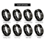 font options for inside engraving on black & silver octopus rings