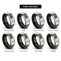 font options for inside engraving on black & silver octopus rings