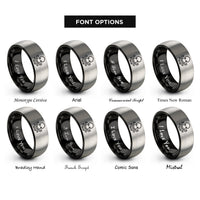 font options for inside engraving on black & silver octopus rings