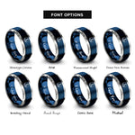 font options for inside engraving on blue & silver octopus tentacle circle rings