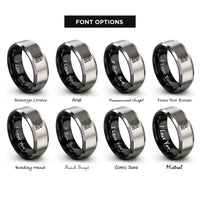 font options for inside engraving on black & grey odin rings